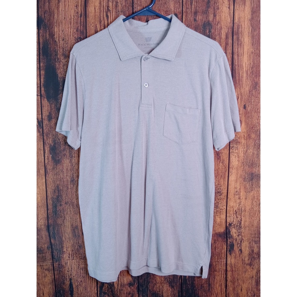 Mack Weldon Vesper Polo Shirt Mens Medium Gray Short Sleeve Mesh Pocket Casual